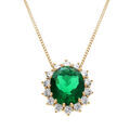 Collier vermeil pendentif "royale" oxyde vert (10 mm x 12 mm) - 42+3cm Artemare