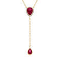 Collier en vermeil forme cravate avec goutte et motif sup&eacute;rieur d'oxyde rouge et halo d'oxydes blancs - 39+5cm Artemare