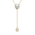 Collier en vermeil forme cravate avec goutte et motif sup&eacute;rieur d'oxyde blanc et halo d' oxydes blancs - 39+5cm