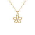 Collier en vermeil pendentif fleur ajour&eacute;e centre oxyde blanc - 39+4cm Artemare