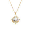 Collier en vermeil pendentif carr&eacute; oxyde blanc sertis et contour dentel&eacute; - 39+4cm Artemare