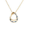 Collier en vermeil pendentif goutte orn&eacute;e d'oxydes bleus et blancs sertis - 40+2+2cm Artemare
