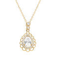 Collier en vermeil pendentif goutte avec oxydes blancs sertis et contour dentel&eacute; - 40+4cm Artemare
