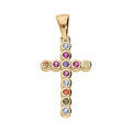 Pendentifs sur Artemare : Pendentif en vermeil croix empierr&eacute;e multicouleur -dim 20 x 12 mm