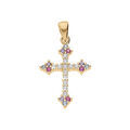 Pendentifs sur Artemare : Pendentif en vermeil croix avec oxydes blancs et multi couleur - dim 20 mm x 15 mm