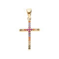 Pendentif en vermeil croix empierr&eacute;e multi couleur - dim 20 mm x 14 mm Artemare
