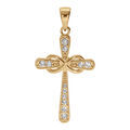 Pendentifs sur Artemare : Pendentif en vermeil croix oxydes avec infini - 24x17mm