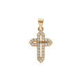 Pendentifs sur Artemare : Pendentif en vermeil croix avec oxydes blancs sertis - 15x10mm