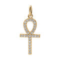 Pendentifs sur Artemare : Pendentif en vermeil croix de vie &eacute;gyptienne avec oxydes blancs - 18 x 15mm