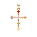Pendentifs sur Artemare : Pendentif en vermeil croix avec oxydes multi couleurs - 20mm x 15mm