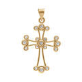 Pendentif en vermeil croix chaldeenne avec oxydes blancs - 23mm x 16mm