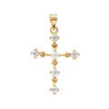 Pendentifs sur Artemare : Pendentif en vermeil croix avec coeurs et oxydes blancs - 22mm x 15mm