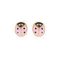 Boucles d'oreille sur Artemare : Boucles d'oreille tige en plaqu&eacute; or puce coccinelle r&eacute;sine rose