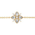 Bracelet en plaqu&eacute; or fleur avec oxydes blancs serti clos - 16+2cm