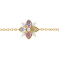 Bracelets sur Artemare : Bracelet en plaqu&eacute; or fleur avec oxydes couleurs pastels serti clos - 16+2cm
