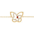 Bracelet en plaqu&eacute; or papillon oxyde rouge et oxydes blancs -16+3cm Artemare