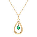 Collier plaqu&eacute; or goutte ovale 15mm avec oxyde vert - 42+3cm Artemare
