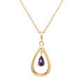 Collier en plaqu&eacute; or goutte ovale 15mm avec oxyde violet - 42+3cm Artemare