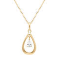 Colliers sur Artemare : Collier en plaqu&eacute; or goutte ovale 15mm avec oxyde blanc - 42+3cm