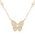 Collier en plaqu&eacute; or papillon empli d'oxydes blancs sertis - 40+5cm Artemare