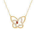 Colliers sur Artemare : Collier en plaqu&eacute; or papillon ajour&eacute; avec oxyde rouge et oxydes blancs - 40+5cm