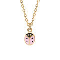 Collier en plaqu&eacute; or coccinelle r&eacute;sine rose - 36+2cm Artemare
