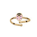 Bague enfant en plaqu&eacute; or coccinelle r&eacute;sine rose - r&eacute;glable diam&egrave;tre 42 au 46