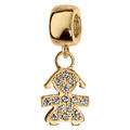 Bracelets sur Artemare : Charms coulissant en vermeil suspendu petite fille avec pierres blanches