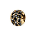 Charms coulissant en vermeil boule 3 rangs pierres noires sertis Artemare