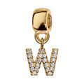 Charms coulissant en vermeil initiale suspendue "w" empierr&eacute;e Artemare