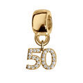 Charms coulissant en vermeil chiffre suspendu "50" empierr&eacute;