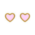 Boucles d'oreille sur Artemare : Boucles d'oreille tige en acier dor&eacute; forme coeur avec nacre rose imitation et contour dor&eacute;