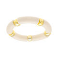 Bracelet extensible blanc cr&egrave;me &agrave; anneaux dor&eacute;s Artemare