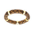 Bracelet extensible l&eacute;opard &agrave; anneaux dor&eacute;s fond marron et tachet&eacute; marron et noir Artemare