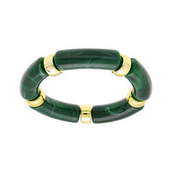 Bracelet extensible vert &agrave; anneaux dor&eacute;s