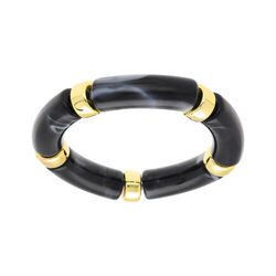 Bracelet extensible noir &agrave; anneaux dor&eacute;s