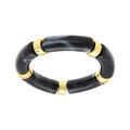 Bracelets sur Artemare : Bracelet extensible noir &agrave; anneaux dor&eacute;s