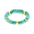 Bracelet extensible turquoise &agrave; anneaux dor&eacute;s
