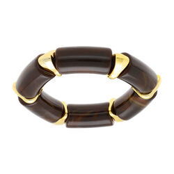 Bracelet extensible marron &agrave; inserts dor&eacute;s