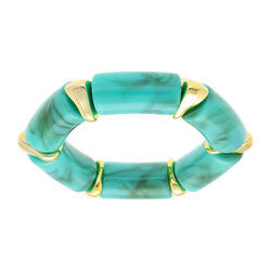 Bracelet extensible turquoise &agrave; insert dor&eacute;s