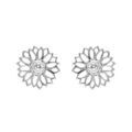 Boucles d'oreille sur Artemare : Boucles d'oreille tige puce en argent rhodi&eacute; fleur de tournesol