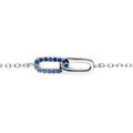 Bracelet en argent rhodi&eacute; deux rectangles entrelac&eacute;s un lisse un avec oxydes bleus sertis - 16+2cm