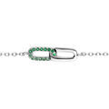 Bracelet en argent rhodi&eacute; compos&eacute; de deux rectangles entrelac&eacute;s un lisse et un par&eacute; d'oxydes verts sertis - 16+2cm Artemare