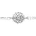 Bracelet en argent rhodi&eacute; double rang avec fleur de tournesol - 15+4cm