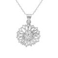 Collier en argent rhodi&eacute; pendentif fleur de tournesol - 40+5cm Artemare