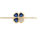 Bracelets sur Artemare : Bracelet en vermeil tr&egrave;fle porte bonheur et coeur d'oxydes bleus et un d'oxyde blanc10mm - 16+1+1cm