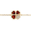 Bracelets sur Artemare : Bracelet en vermeil tr&egrave;fle porte bonheur et coeur d'oxydes rouges et un d'oxyde blanc10mm - 16+1+1cm