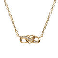 Collier en vermeil infini et coeur entrelac&eacute;s et oxydes blancs sertis sur la partie avant - 41+3cm
