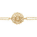 Bracelet en plaqu&eacute; or double rang avecfleur de tournesol -15+4cm