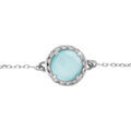 Bracelet en argent rhodi&eacute; cabochon bleu ciel - 15+3cm